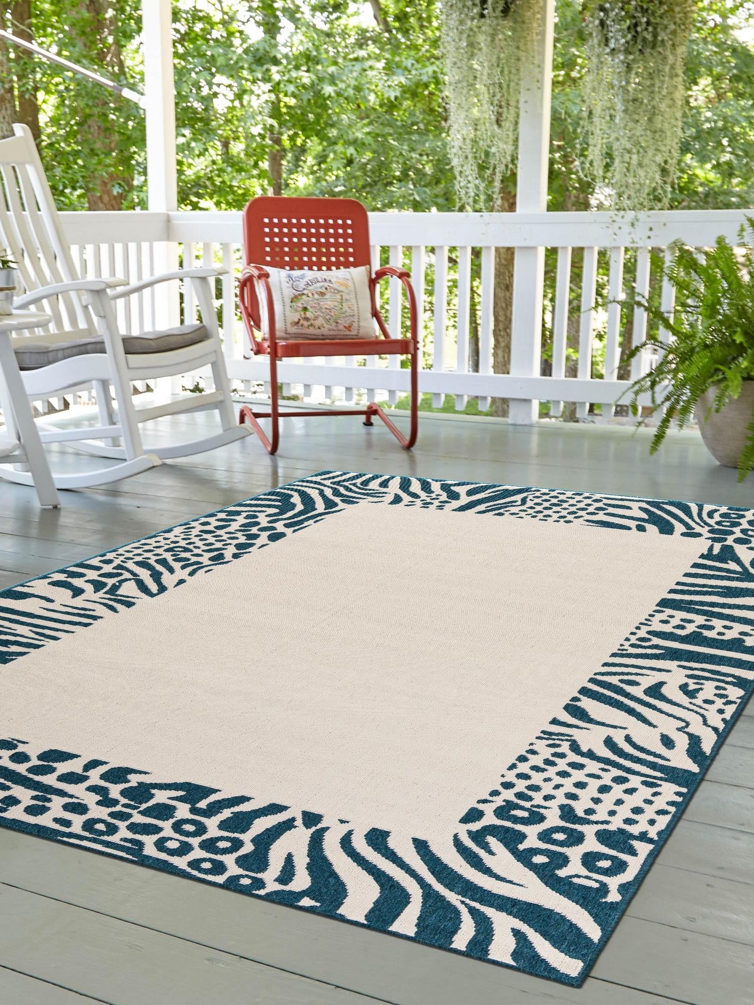Ivory 10' x 14' 1 Outdoor Safari Rectangle Area Rug Weather Resistant for Patio, Deck, Terrace, Balcony, Porch Animal Print Wildlife Nature Carpet for Sale at Rug Engine