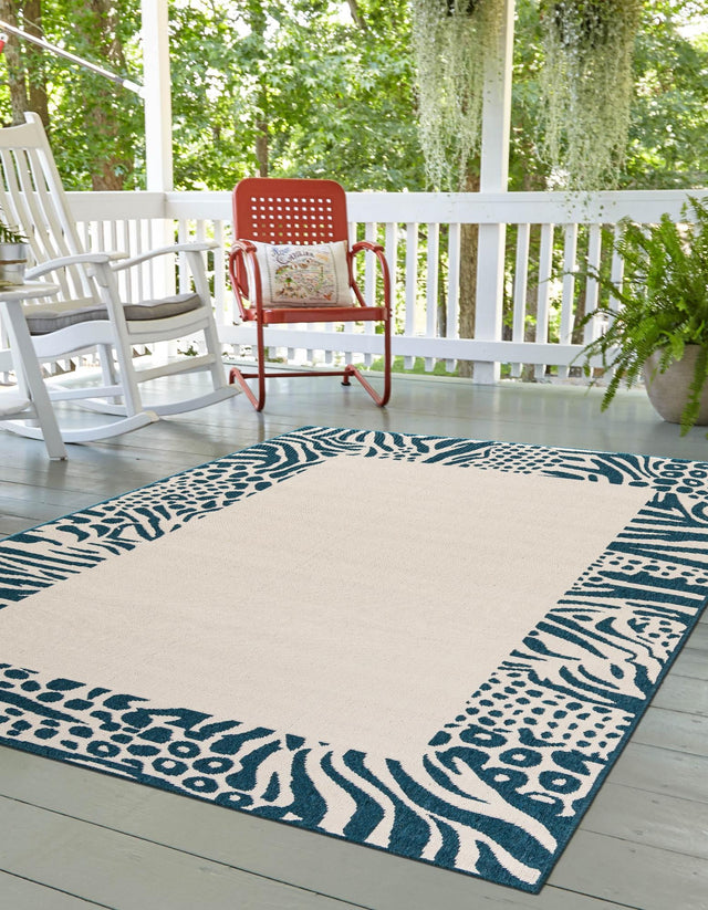 Ivory 5' 1 x 8' Outdoor Safari Rectangle Area Rug Weather Resistant for Patio, Deck, Terrace, Balcony, Porch Animal Print Wildlife Nature Carpet for Sale at Rug Engine