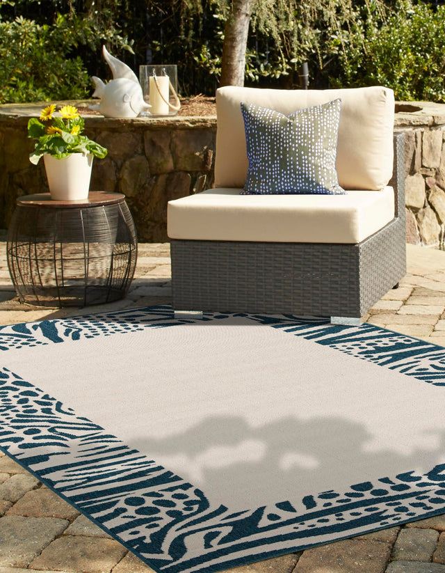 Ivory 4' 1 x 6' 1 Outdoor Safari Rectangle Area Rug Weather Resistant for Patio, Deck, Terrace, Balcony, Porch Animal Print Wildlife Nature Carpet for Sale at Rug Engine