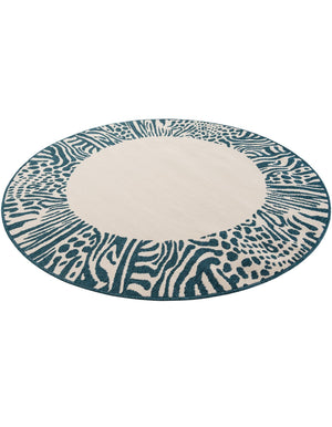 Ivory 6' 1 x 6' 1 Outdoor Safari Round Area Rug Weather Resistant for Patio, Deck, Terrace, Balcony, Porch Animal Print Wildlife Nature Carpet for Sale at Rug Engine
