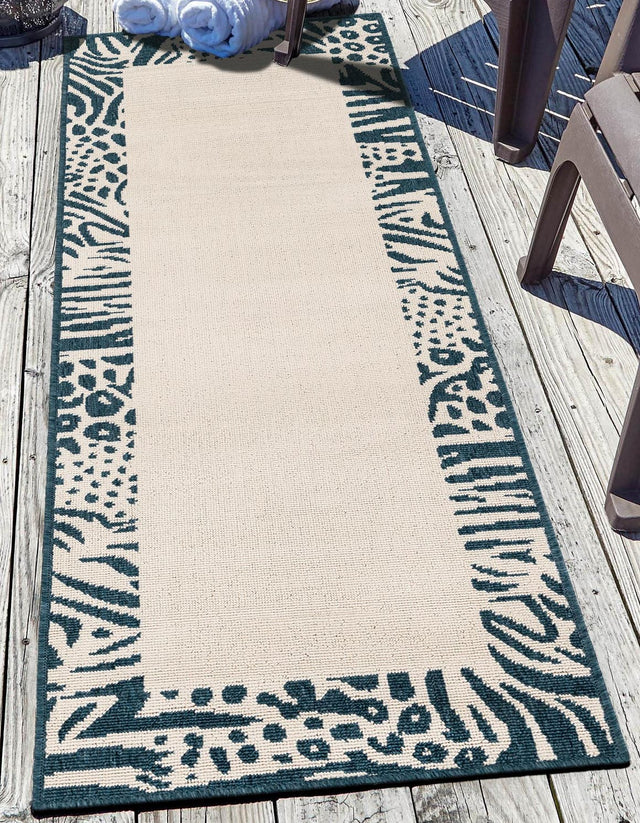 Ivory 2' 7 x 10' Outdoor Safari Runner Area Rug Weather Resistant for Patio, Deck, Terrace, Balcony, Porch Animal Print Wildlife Nature Carpet for Sale at Rug Engine