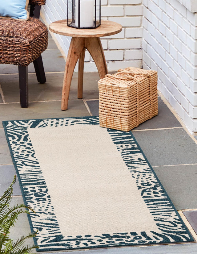 Ivory 2' x 6' 1 Outdoor Safari Runner Area Rug Weather Resistant for Patio, Deck, Terrace, Balcony, Porch Animal Print Wildlife Nature Carpet for Sale at Rug Engine