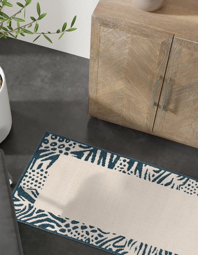 Ivory 2' x 8' Outdoor Safari Runner Area Rug Weather Resistant for Patio, Deck, Terrace, Balcony, Porch Animal Print Wildlife Nature Carpet for Sale at Rug Engine