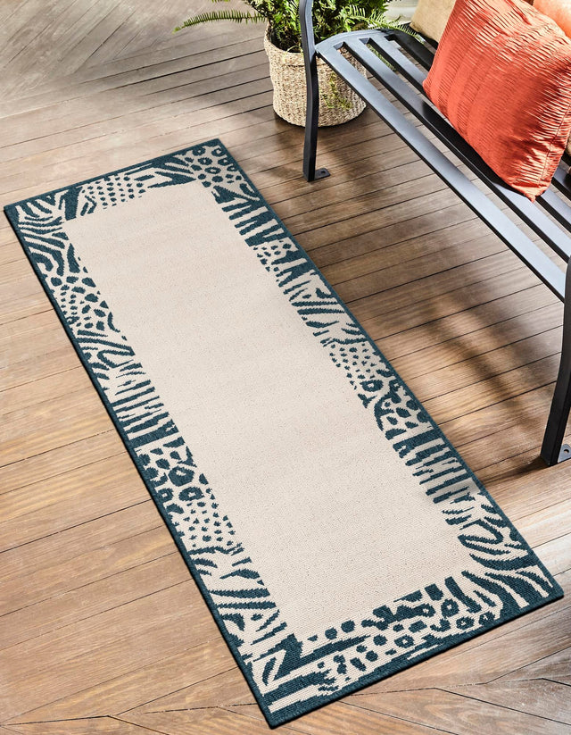 Ivory 2' x 8' Outdoor Safari Runner Area Rug Weather Resistant for Patio, Deck, Terrace, Balcony, Porch Animal Print Wildlife Nature Carpet for Sale at Rug Engine
