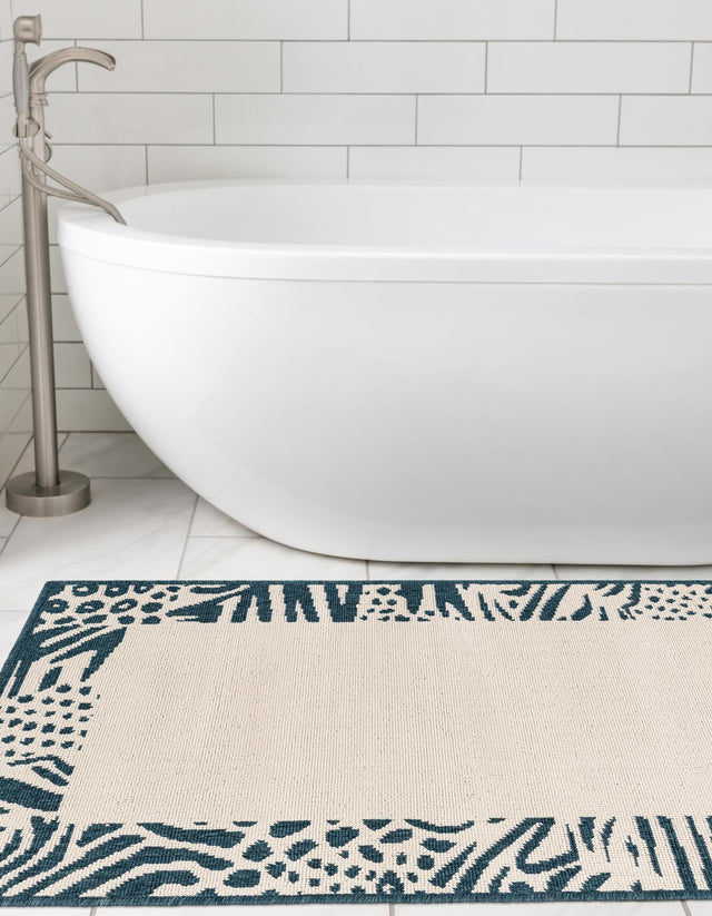 Ivory 2' 7 x 10' Outdoor Safari Runner Area Rug Weather Resistant for Patio, Deck, Terrace, Balcony, Porch Animal Print Wildlife Nature Carpet for Sale at Rug Engine