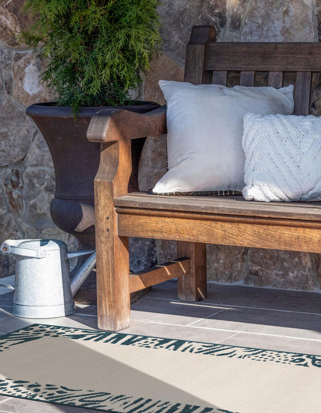 Ivory 2' 7 x 12' Outdoor Safari Runner Area Rug Weather Resistant for Patio, Deck, Terrace, Balcony, Porch Animal Print Wildlife Nature Carpet for Sale at Rug Engine