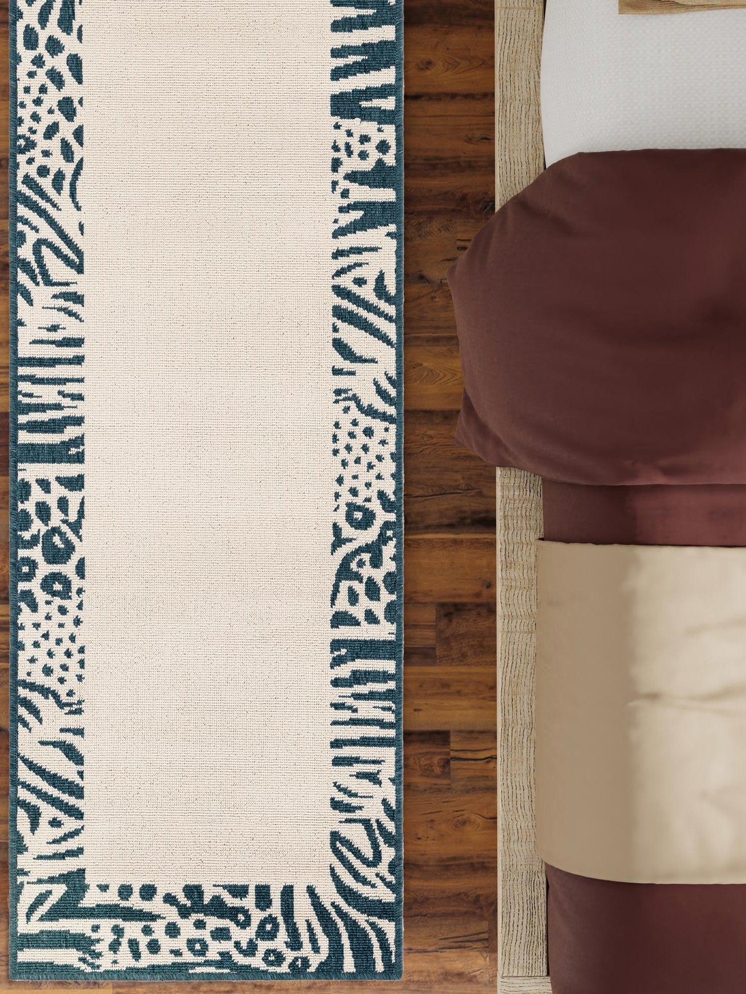 Ivory 2' 7 x 12' Outdoor Safari Runner Area Rug Weather Resistant for Patio, Deck, Terrace, Balcony, Porch Animal Print Wildlife Nature Carpet for Sale at Rug Engine