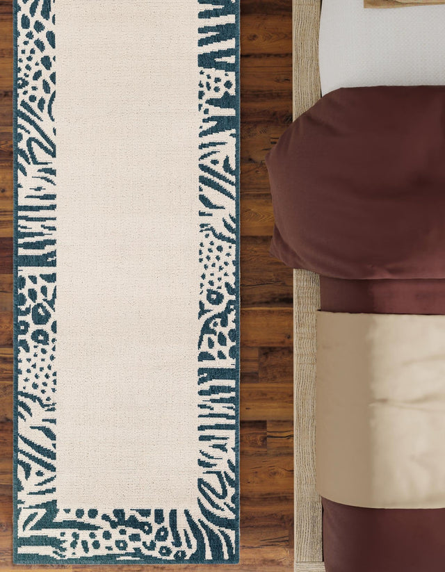 Ivory 2' 7 x 10' Outdoor Safari Runner Area Rug Weather Resistant for Patio, Deck, Terrace, Balcony, Porch Animal Print Wildlife Nature Carpet for Sale at Rug Engine