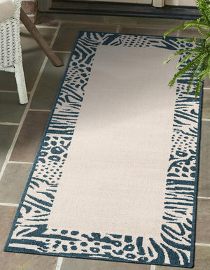 Ivory 2' x 5' 1 Outdoor Safari Runner Area Rug Weather Resistant for Patio, Deck, Terrace, Balcony, Porch Animal Print Wildlife Nature Carpet for Sale at Rug Engine