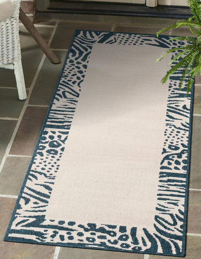 Ivory 2' 7 x 12' Outdoor Safari Runner Area Rug Weather Resistant for Patio, Deck, Terrace, Balcony, Porch Animal Print Wildlife Nature Carpet for Sale at Rug Engine