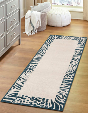Ivory 2' x 6' 1 Outdoor Safari Runner Area Rug Weather Resistant for Patio, Deck, Terrace, Balcony, Porch Animal Print Wildlife Nature Carpet for Sale at Rug Engine