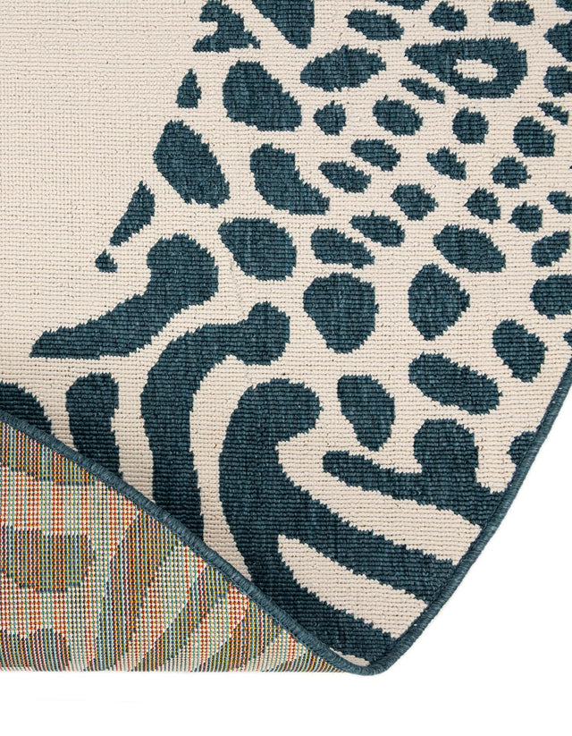 Ivory 6' 1 x 6' 1 Outdoor Safari Round Area Rug Weather Resistant for Patio, Deck, Terrace, Balcony, Porch Animal Print Wildlife Nature Carpet for Sale at Rug Engine