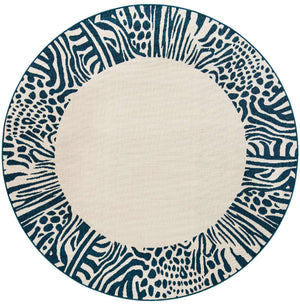 Ivory 7' 10 x 7' 10 Outdoor Safari Round Area Rug Weather Resistant for Patio, Deck, Terrace, Balcony, Porch Animal Print Wildlife Nature Carpet for Sale at Rug Engine