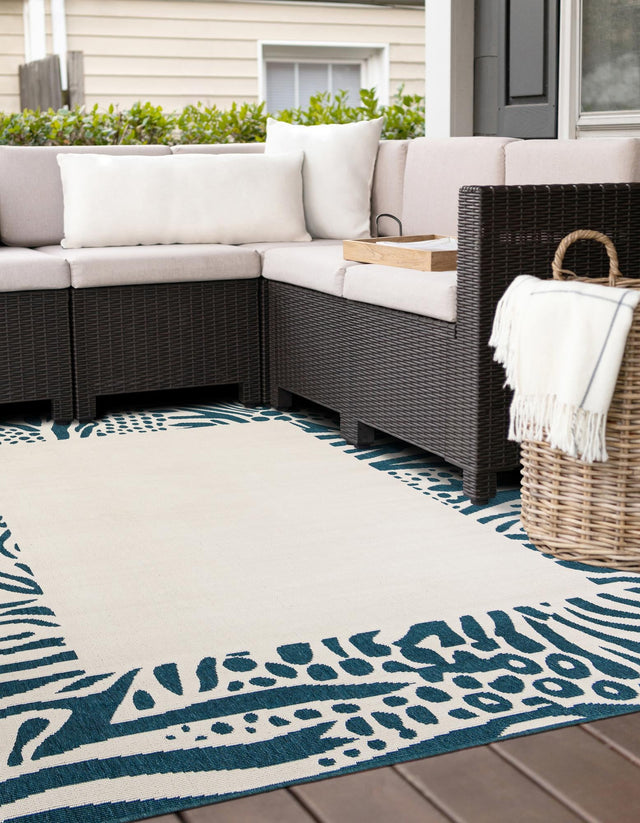 Ivory 7' 10 x 7' 10 Outdoor Safari Square Area Rug Weather Resistant for Patio, Deck, Terrace, Balcony, Porch Animal Print Wildlife Nature Carpet for Sale at Rug Engine
