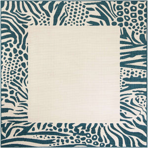 Ivory 7' 10 x 7' 10 Outdoor Safari Square Area Rug Weather Resistant for Patio, Deck, Terrace, Balcony, Porch Animal Print Wildlife Nature Carpet for Sale at Rug Engine