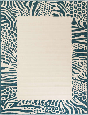 Ivory 7' 10 x 10' Outdoor Safari Rectangle Area Rug Weather Resistant for Patio, Deck, Terrace, Balcony, Porch Animal Print Wildlife Nature Carpet for Sale at Rug Engine