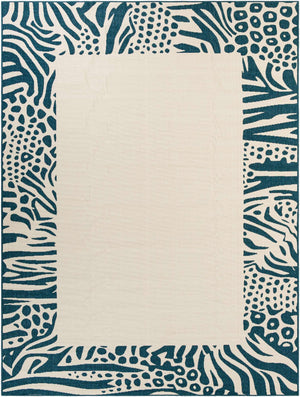 Ivory 9' x 12' Outdoor Safari Rectangle Area Rug Weather Resistant for Patio, Deck, Terrace, Balcony, Porch Animal Print Wildlife Nature Carpet for Sale at Rug Engine