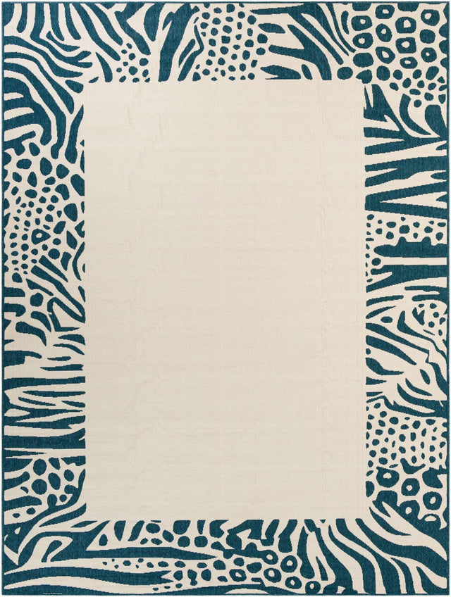 Ivory 9' x 12' Outdoor Safari Rectangle Area Rug Weather Resistant for Patio, Deck, Terrace, Balcony, Porch Animal Print Wildlife Nature Carpet for Sale at Rug Engine