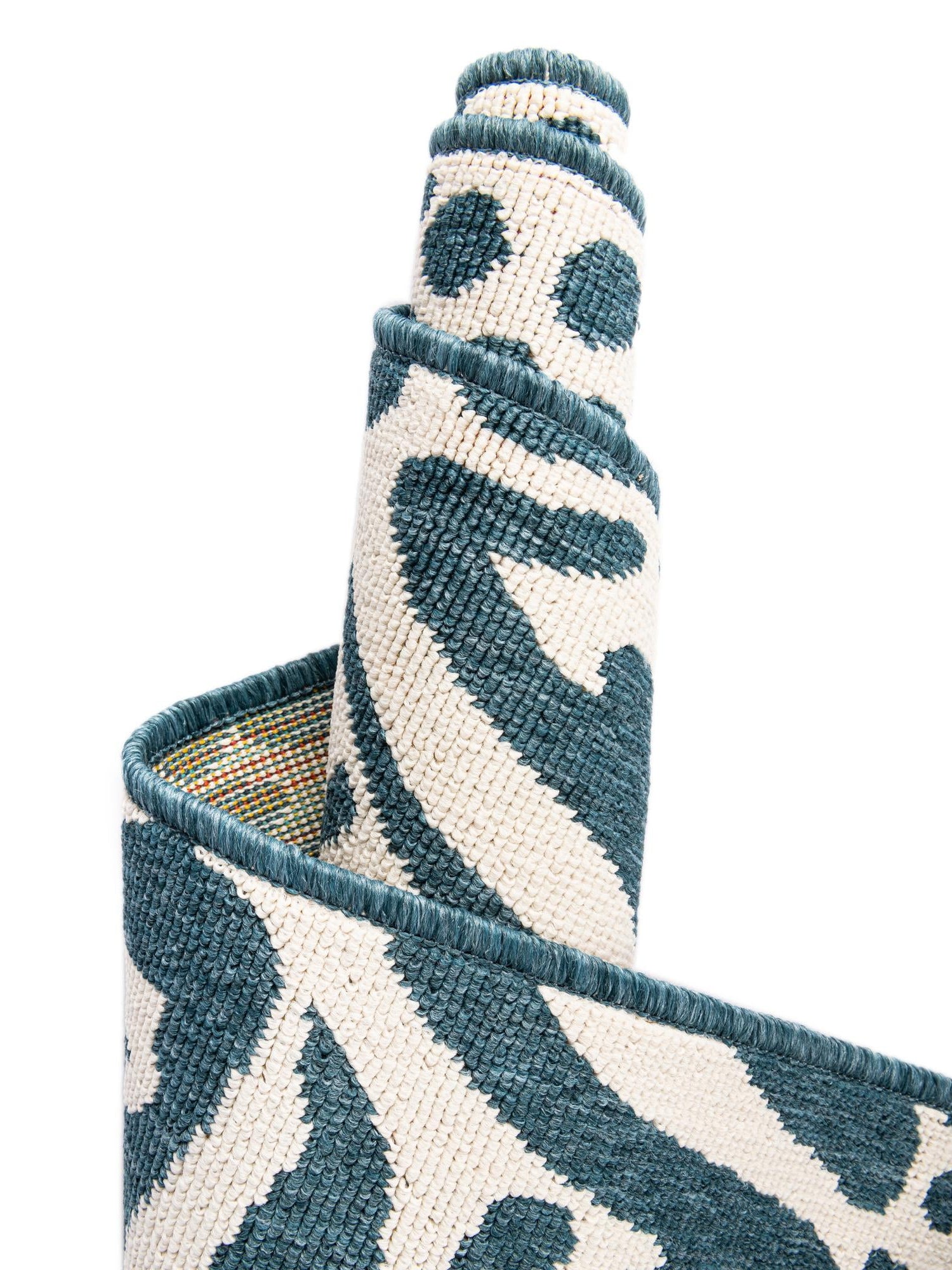 Navy Blue and Ivory 7' 10 x 10' Outdoor Safari Rectangle Area Rug Weather Resistant for Patio, Deck, Terrace, Balcony, Porch Animal Print Wildlife Nature Carpet for Sale at Rug Engine