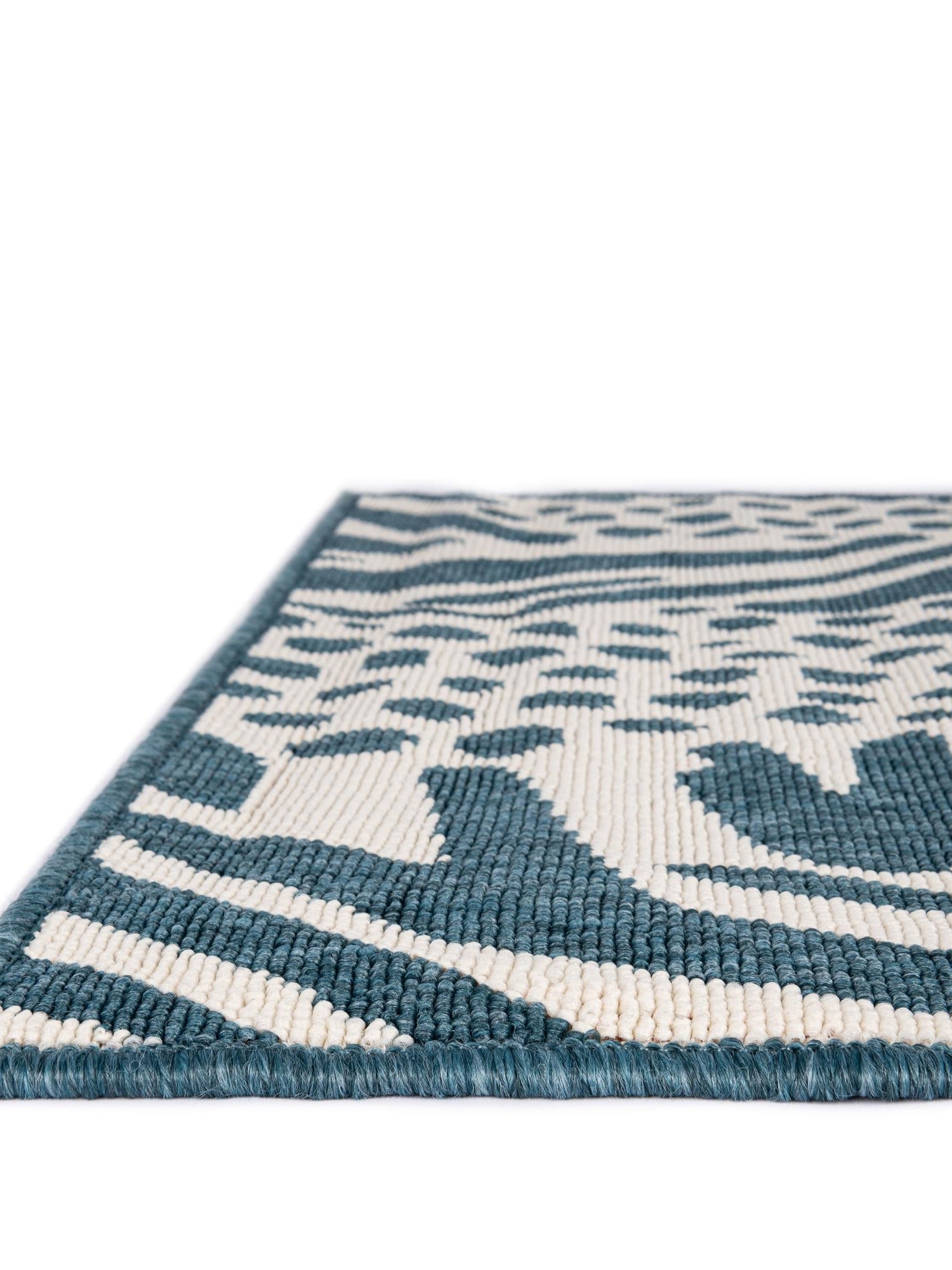 Navy Blue and Ivory 2' 7 x 12' Outdoor Safari Runner Area Rug Weather Resistant for Patio, Deck, Terrace, Balcony, Porch Animal Print Wildlife Nature Carpet for Sale at Rug Engine