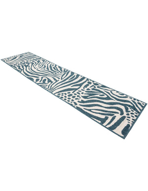 Navy Blue and Ivory 2' x 8' Outdoor Safari Runner Area Rug Weather Resistant for Patio, Deck, Terrace, Balcony, Porch Animal Print Wildlife Nature Carpet for Sale at Rug Engine