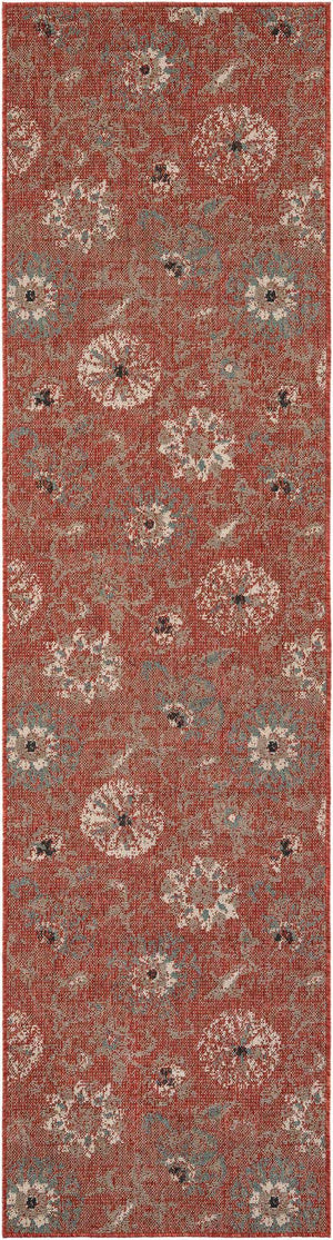Terracotta 2' 7 x 10' Outdoor Botanical Runner Area Rug Weather Resistant for Patio, Deck, Terrace, Balcony, Porch Polypropylene Garden Floral Tropical Carpet for Sale at Rug Engine