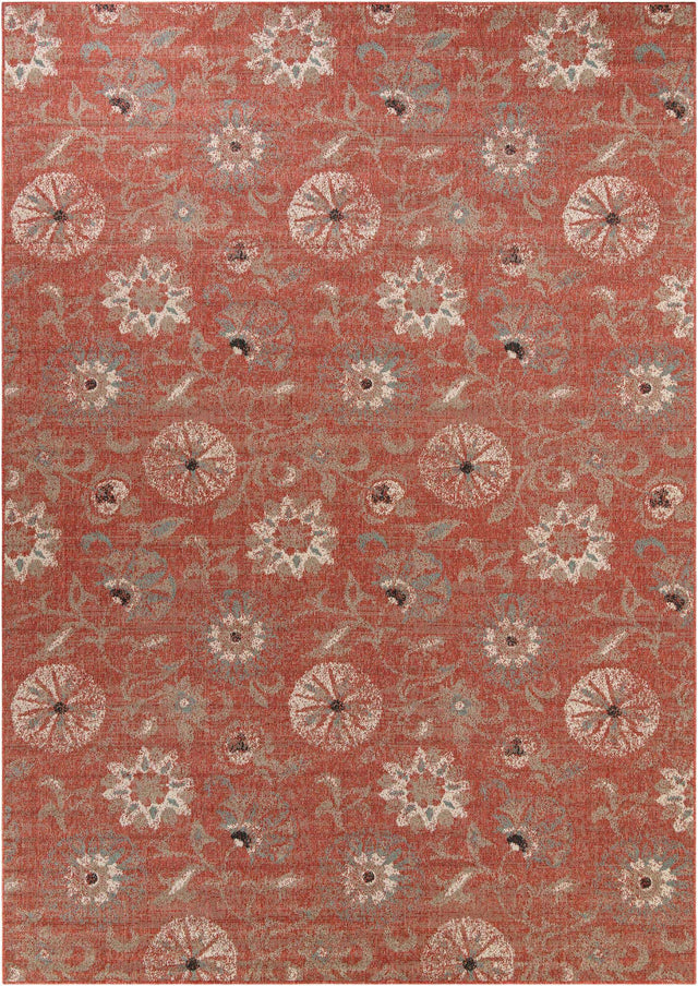 Terracotta 10' x 14' 2 Outdoor Botanical Rectangle Area Rug Weather Resistant for Patio, Deck, Terrace, Balcony, Porch Polypropylene Garden Floral Tropical Carpet for Sale at Rug Engine