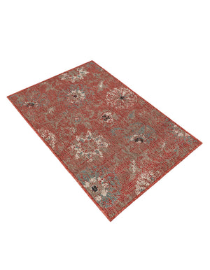 Terracotta 2' x 3' 1 Outdoor Botanical Rectangle Area Rug Weather Resistant for Patio, Deck, Terrace, Balcony, Porch Polypropylene Garden Floral Tropical Carpet for Sale at Rug Engine