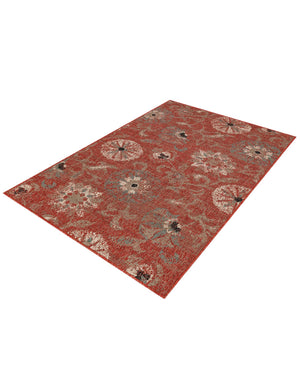 Terracotta 4' 1 x 6' 1 Outdoor Botanical Rectangle Area Rug Weather Resistant for Patio, Deck, Terrace, Balcony, Porch Polypropylene Garden Floral Tropical Carpet for Sale at Rug Engine