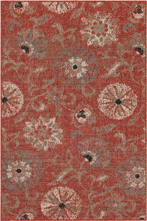 Terracotta 4' 1 x 6' 1 Outdoor Botanical Rectangle Area Rug Weather Resistant for Patio, Deck, Terrace, Balcony, Porch Polypropylene Garden Floral Tropical Carpet for Sale at Rug Engine