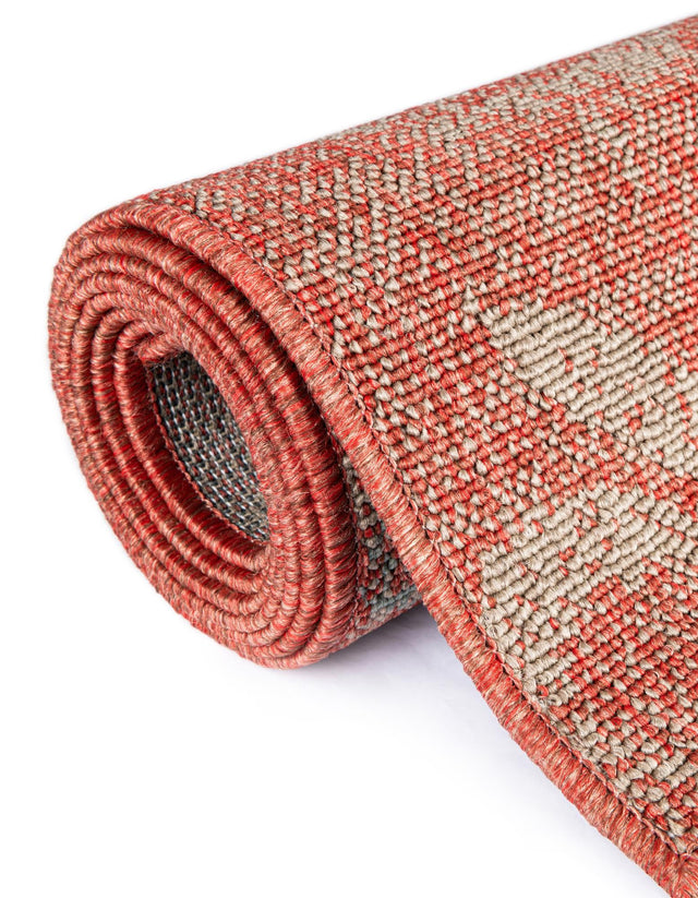 Terracotta 3' 1 x 3' 1 Outdoor Botanical Round Area Rug Weather Resistant for Patio, Deck, Terrace, Balcony, Porch Polypropylene Garden Floral Tropical Carpet for Sale at Rug Engine