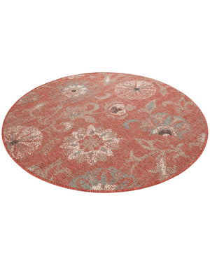Terracotta 5' 1 x 5' 1 Outdoor Botanical Round Area Rug Weather Resistant for Patio, Deck, Terrace, Balcony, Porch Polypropylene Garden Floral Tropical Carpet for Sale at Rug Engine