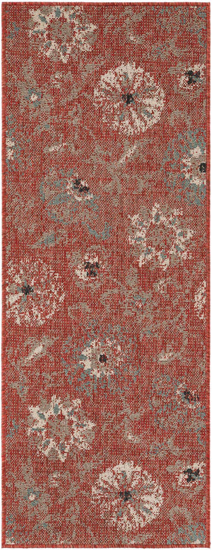 Terracotta 2' x 5' 1 Outdoor Botanical Runner Area Rug Weather Resistant for Patio, Deck, Terrace, Balcony, Porch Polypropylene Garden Floral Tropical Carpet for Sale at Rug Engine