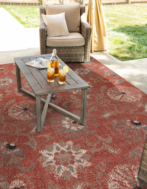 Terracotta 6' 1 x 9' Outdoor Botanical Rectangle Area Rug Weather Resistant for Patio, Deck, Terrace, Balcony, Porch Polypropylene Garden Floral Tropical Carpet for Sale at Rug Engine