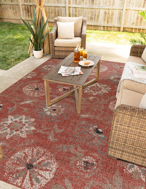 Terracotta 2' x 3' 1 Outdoor Botanical Rectangle Area Rug Weather Resistant for Patio, Deck, Terrace, Balcony, Porch Polypropylene Garden Floral Tropical Carpet for Sale at Rug Engine