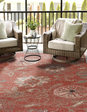 Terracotta 9' x 12' Outdoor Botanical Rectangle Rug