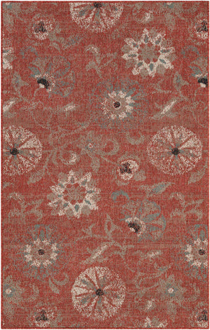 Terracotta 5' 1 x 8' Outdoor Botanical Rectangle Area Rug Weather Resistant for Patio, Deck, Terrace, Balcony, Porch Polypropylene Garden Floral Tropical Carpet for Sale at Rug Engine