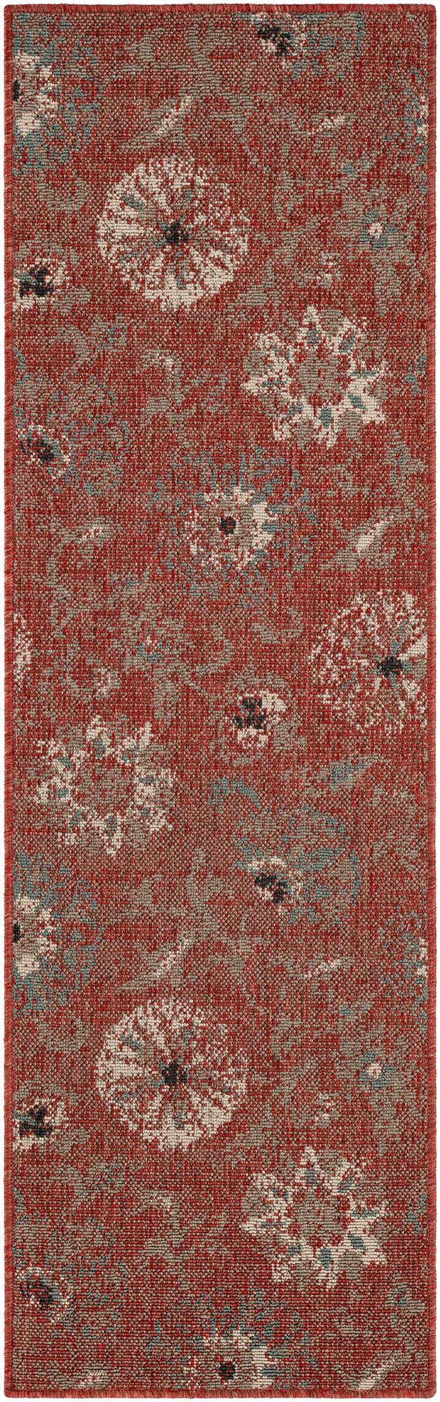 Terracotta 2' x 6' 1 Outdoor Botanical Runner Area Rug Weather Resistant for Patio, Deck, Terrace, Balcony, Porch Polypropylene Garden Floral Tropical Carpet for Sale at Rug Engine