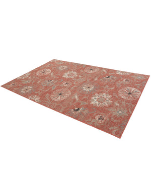 Terracotta 6' 1 x 9' Outdoor Botanical Rectangle Area Rug Weather Resistant for Patio, Deck, Terrace, Balcony, Porch Polypropylene Garden Floral Tropical Carpet for Sale at Rug Engine