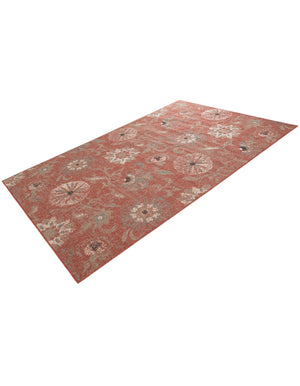 Terracotta 6' 1 x 9' Outdoor Botanical Rectangle Area Rug Weather Resistant for Patio, Deck, Terrace, Balcony, Porch Polypropylene Garden Floral Tropical Carpet for Sale at Rug Engine
