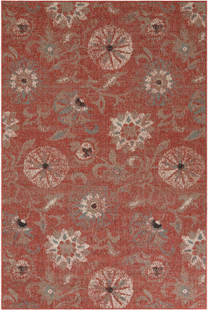 Terracotta 6' 1 x 9' Outdoor Botanical Rectangle Area Rug Weather Resistant for Patio, Deck, Terrace, Balcony, Porch Polypropylene Garden Floral Tropical Carpet for Sale at Rug Engine
