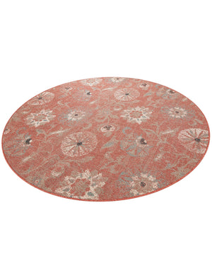 Terracotta 7' 10 x 7' 10 Outdoor Botanical Round Area Rug Weather Resistant for Patio, Deck, Terrace, Balcony, Porch Polypropylene Garden Floral Tropical Carpet for Sale at Rug Engine