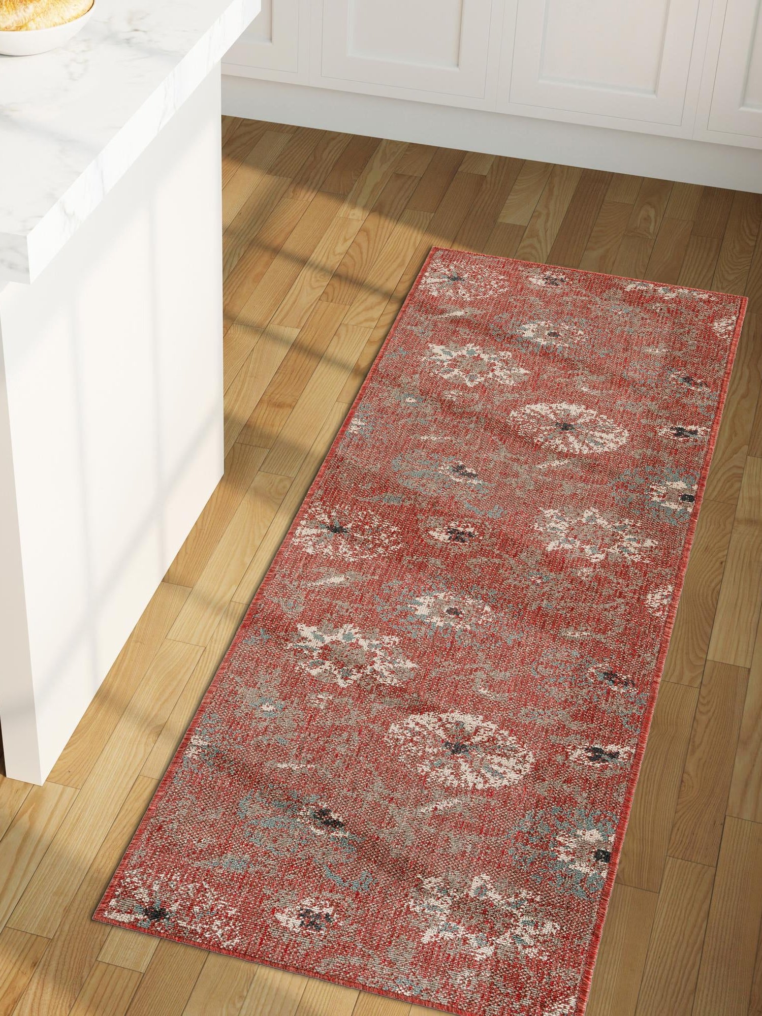 Terracotta 2' 7 x 10' Outdoor Botanical Runner Area Rug Weather Resistant for Patio, Deck, Terrace, Balcony, Porch Polypropylene Garden Floral Tropical Carpet for Sale at Rug Engine