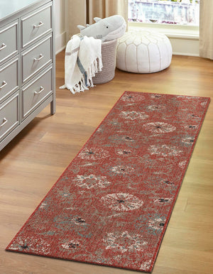 Terracotta 2' 7 x 10' Outdoor Botanical Runner Area Rug Weather Resistant for Patio, Deck, Terrace, Balcony, Porch Polypropylene Garden Floral Tropical Carpet for Sale at Rug Engine