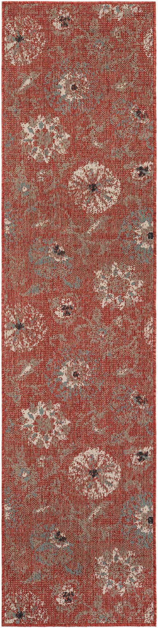 Terracotta 2' x 8' Outdoor Botanical Runner Area Rug Weather Resistant for Patio, Deck, Terrace, Balcony, Porch Polypropylene Garden Floral Tropical Carpet for Sale at Rug Engine