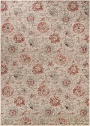 Beige 10' x 14' 2 Outdoor Botanical Rectangle Area Rug Weather Resistant for Patio, Deck, Terrace, Balcony, Porch Polypropylene Garden Floral Tropical Carpet for Sale at Rug Engine