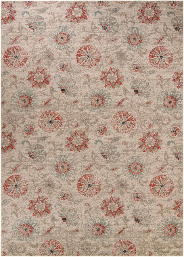 Beige 10' x 14' 2 Outdoor Botanical Rectangle Area Rug Weather Resistant for Patio, Deck, Terrace, Balcony, Porch Polypropylene Garden Floral Tropical Carpet for Sale at Rug Engine