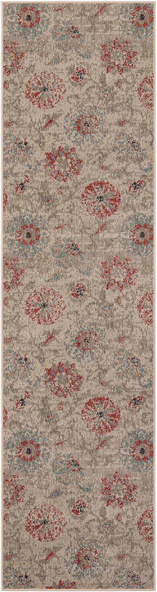 Beige 2' 7 x 12' Outdoor Botanical Runner Area Rug Weather Resistant for Patio, Deck, Terrace, Balcony, Porch Polypropylene Garden Floral Tropical Carpet for Sale at Rug Engine