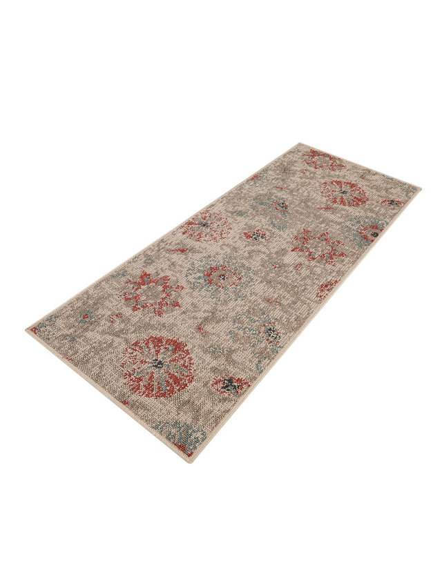 Beige 2' x 5' 1 Outdoor Botanical Runner Area Rug Weather Resistant for Patio, Deck, Terrace, Balcony, Porch Polypropylene Garden Floral Tropical Carpet for Sale at Rug Engine