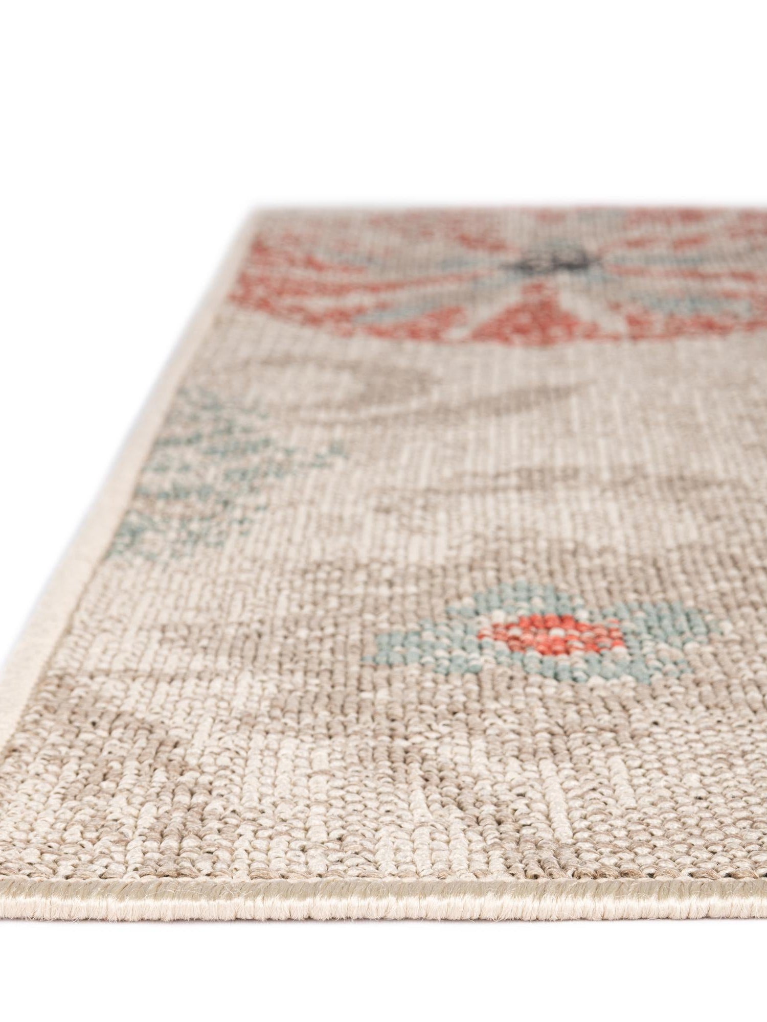 Beige 4' 1 x 6' 1 Outdoor Botanical Rectangle Area Rug Weather Resistant for Patio, Deck, Terrace, Balcony, Porch Polypropylene Garden Floral Tropical Carpet for Sale at Rug Engine